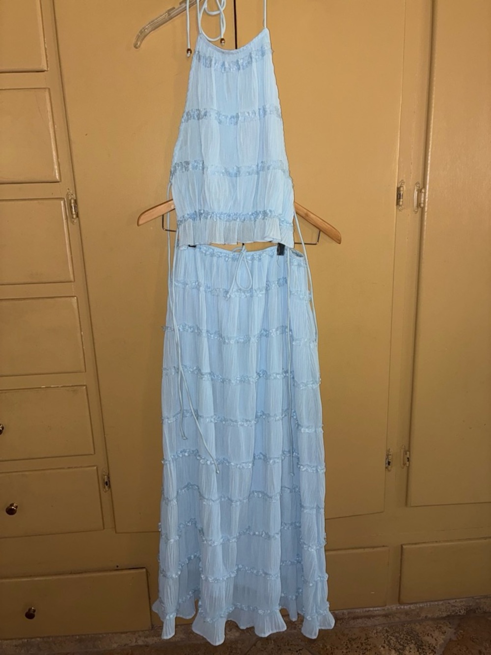 Stella Light Blue Tiered Maxi Skirt - Women's Flowing Beach Set